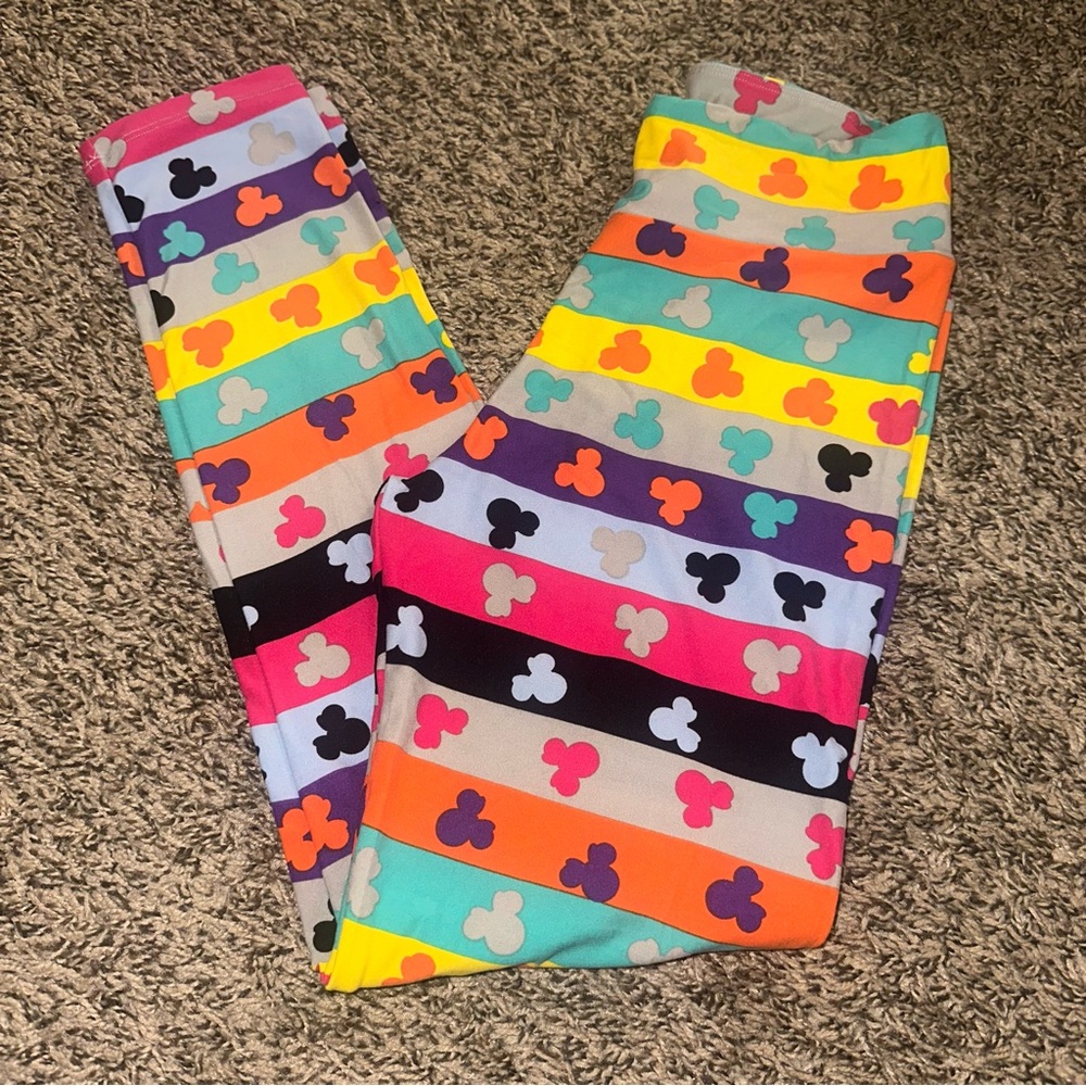 LuLaRoe Multicolor Striped Minnie Mouse Leggings
